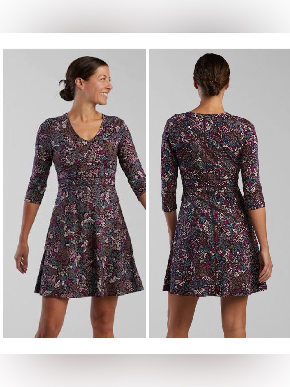 Title Nine Large Dream 3/4 Sleeve Giverny Convertible Snap Athleisure Dress